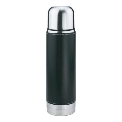 Bardaklı Çelik Termos 500 ml, Siyah 8196, Deri - 1