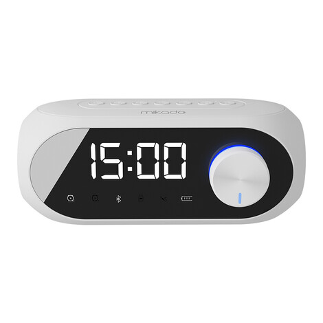 Bluetooth Hoparlör & Alarmlı Masa Saati MD-W7, Beyaz - 2