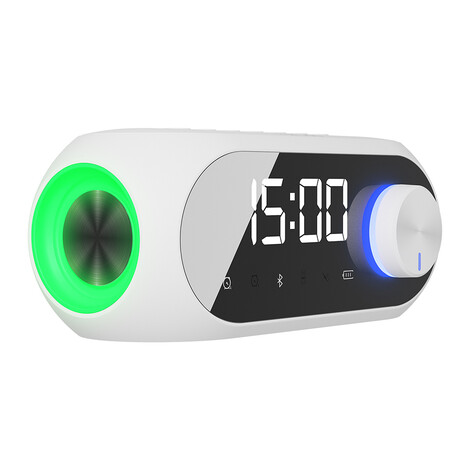 Bluetooth Hoparlör & Alarmlı Masa Saati MD-W7, Beyaz - 3
