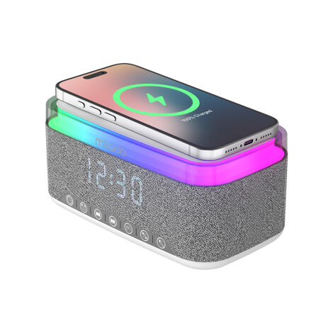 Kablosuz Şarj & Bluetooth Hoparlör Md-W10, Gri - 2